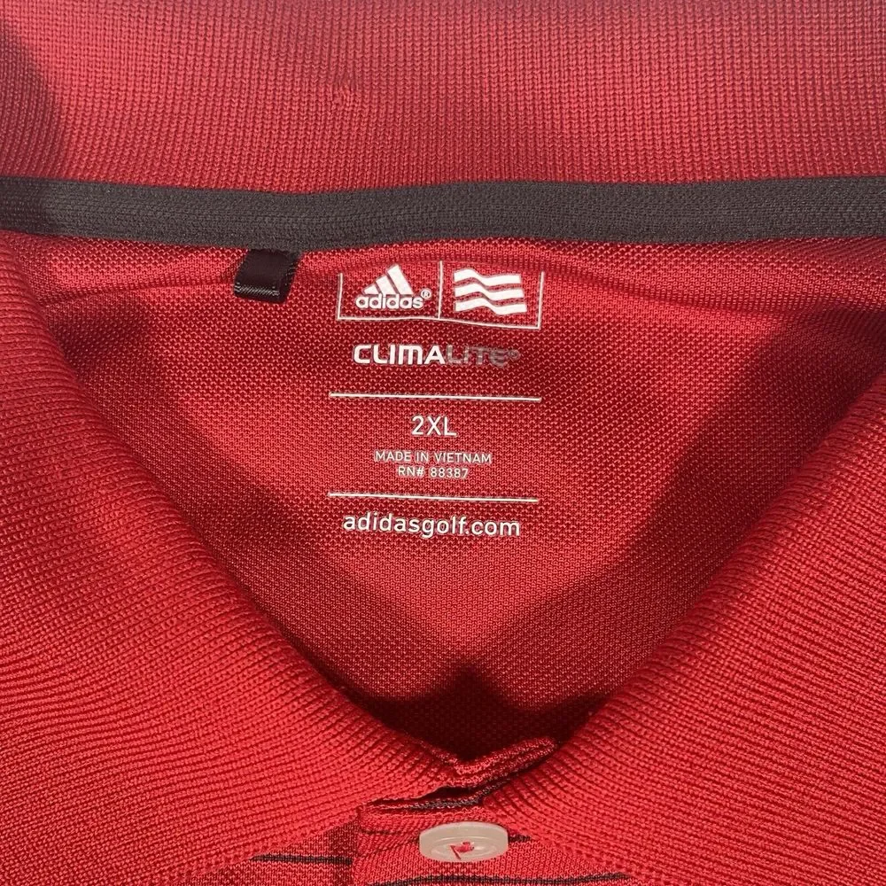 Adidas Ultimate365 Climalite Red Textured Striped Men's Polo Shirt Size‎ XXL
